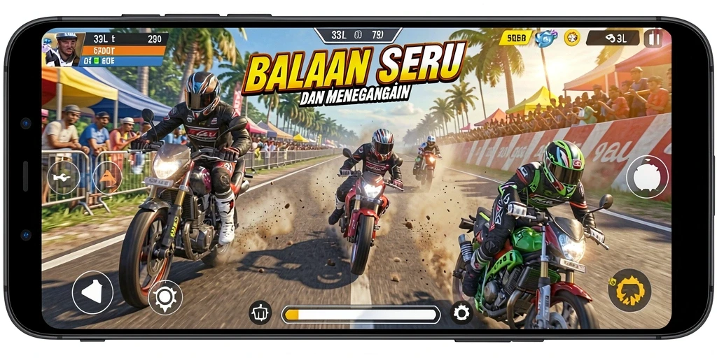 Gameplay balapan seru dan menegangkan di 33L.