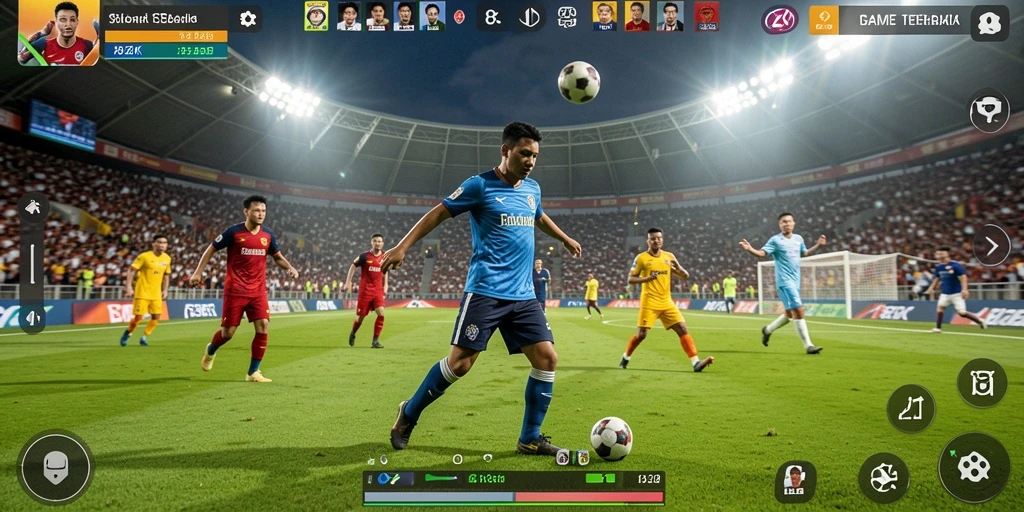 Tangkapan layar gameplay menampilkan pertandingan sepak bola yang mendebarkan.