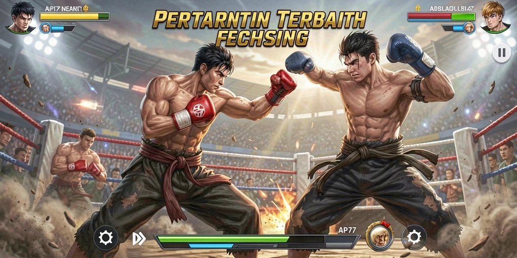 Screenshot gameplay API77 menunjukkan aksi pertarungan yang mendebarkan.