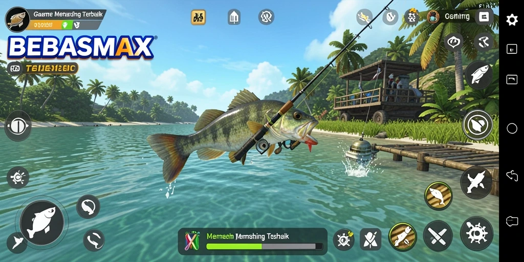 Tampilan menarik gameplay <strong>BEBASMAX</strong> dengan pengalaman memancing yang realistis.