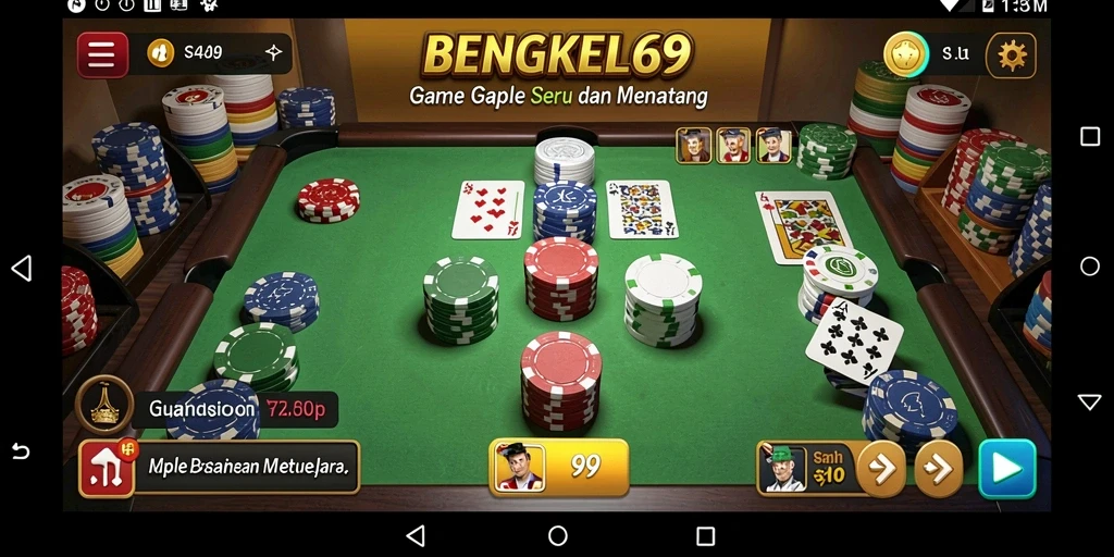 Screenshot permainan BENGKEL69 menampilkan keseruan bermain Gaple.
