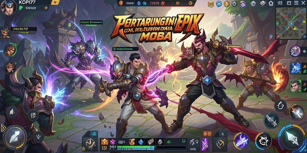Tangkapan layar gameplay KOPI77 yang menampilkan aksi seru di arena MOBA.