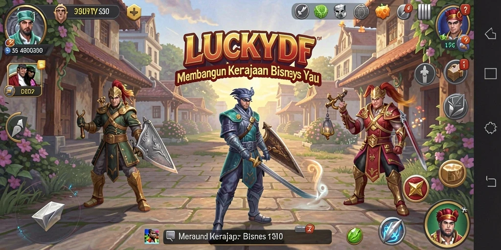 Screenshot gameplay LUCKYDF yang menunjukkan keseruan membangun bisnis.