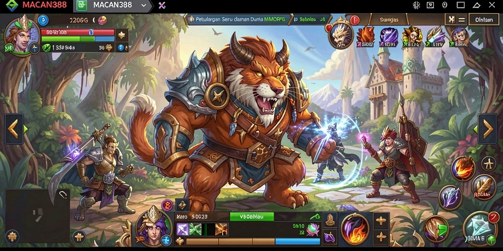 Screenshot gameplay <strong>MACAN388</strong> menampilkan pertarungan epik dalam dunia MMORPG.