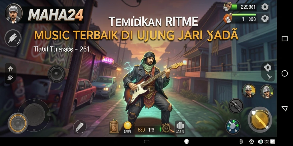Screenshot gameplay MAHA24 yang menampilkan pengalaman bermain musik yang menyenangkan.