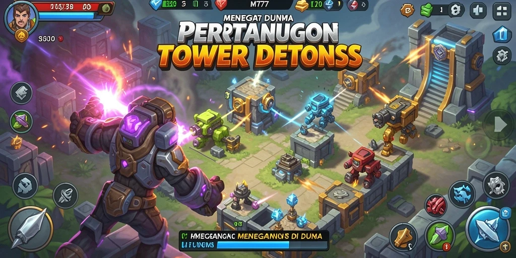 Tangkapan layar gameplay MT777 yang menegangkan di Tower Defense.