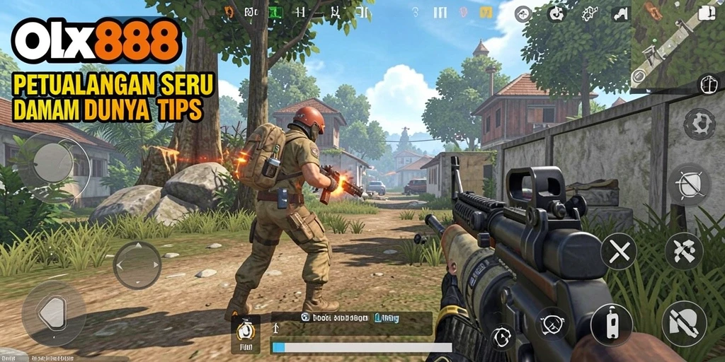 Tampilan mendebarkan dari gameplay TPS OLX888 saat pertempuran.