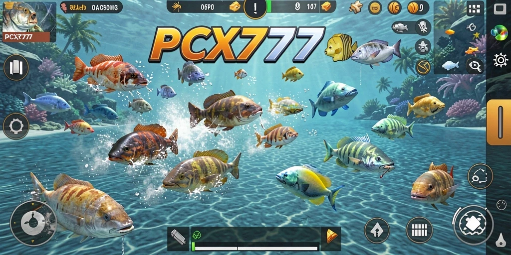 Tampilan gameplay yang seru dari PCX777 saat menembak ikan.