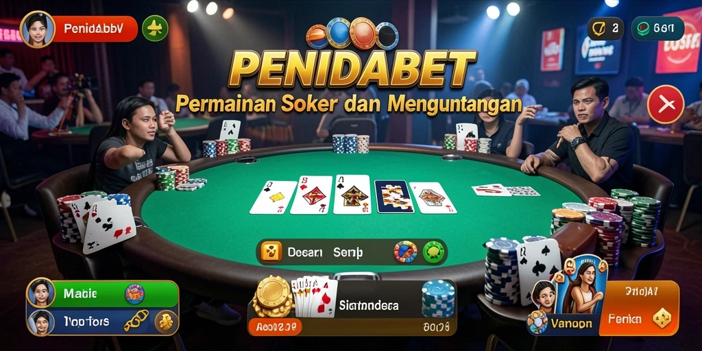 Tampilan gameplay PENIDABET dengan suasana meja poker yang mendebarkan.