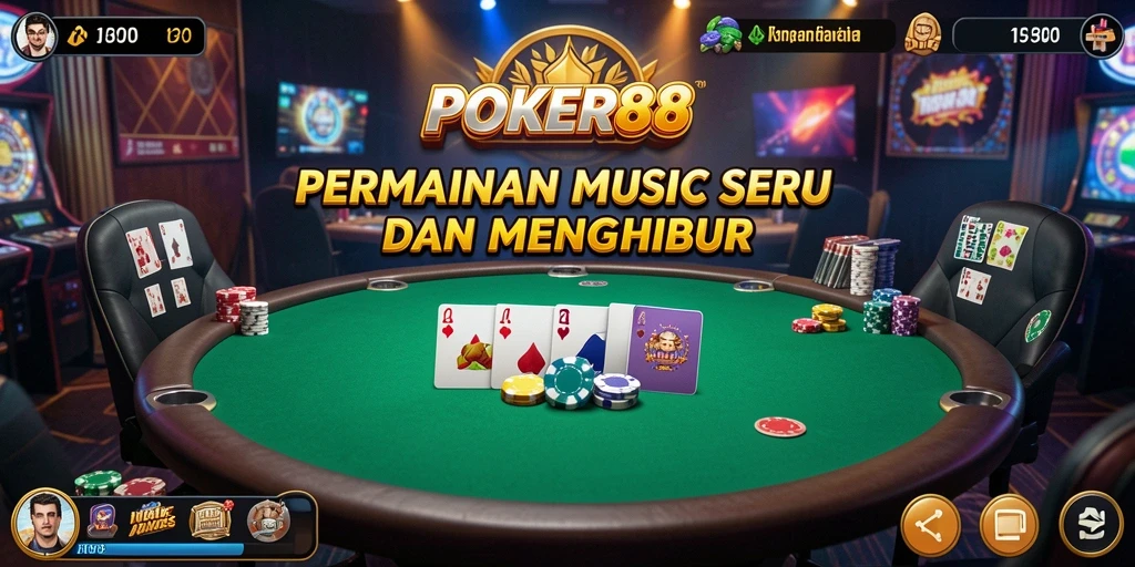 Tampilan gameplay seru POKER88 dengan berbagai lagu musik.