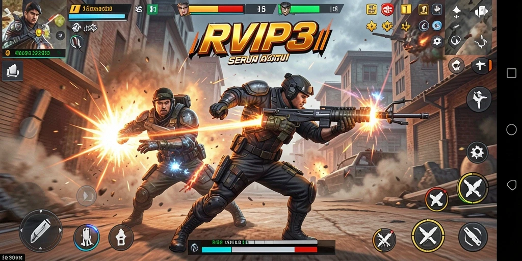 Tampilan seru aksi gameplay RVIP3 yang mendebarkan.
