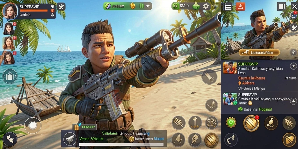 Tampilan gameplay yang menarik dari SUPERSVIP dengan berbagai karakter dan interaksi sosial.