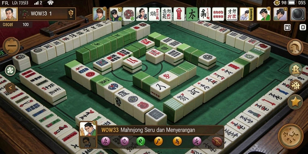 Tampilan gameplay WOW33 yang seru dengan menyusun ubin Mahjong.